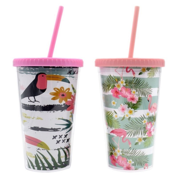 Vaso Con Pajita Tropical