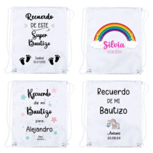 Mochila con frases de bautizo a elegir personalizada