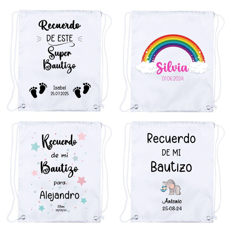 Mochila con frases de bautizo a elegir personalizada