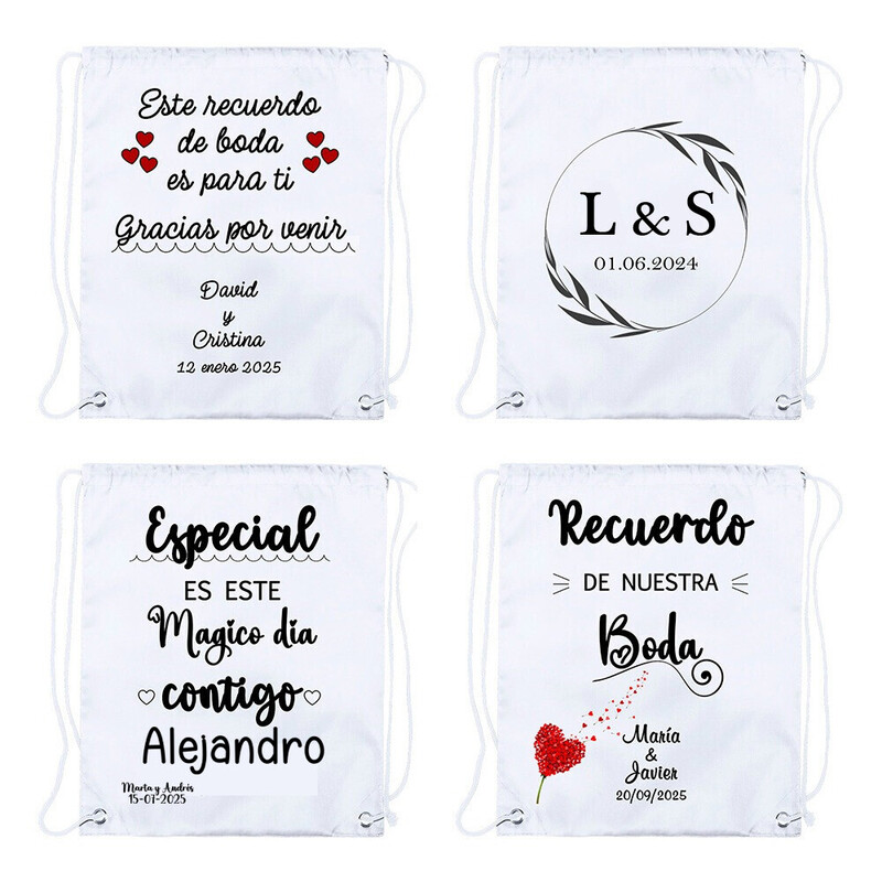 Mochila con frases de boda a elegir personalizada