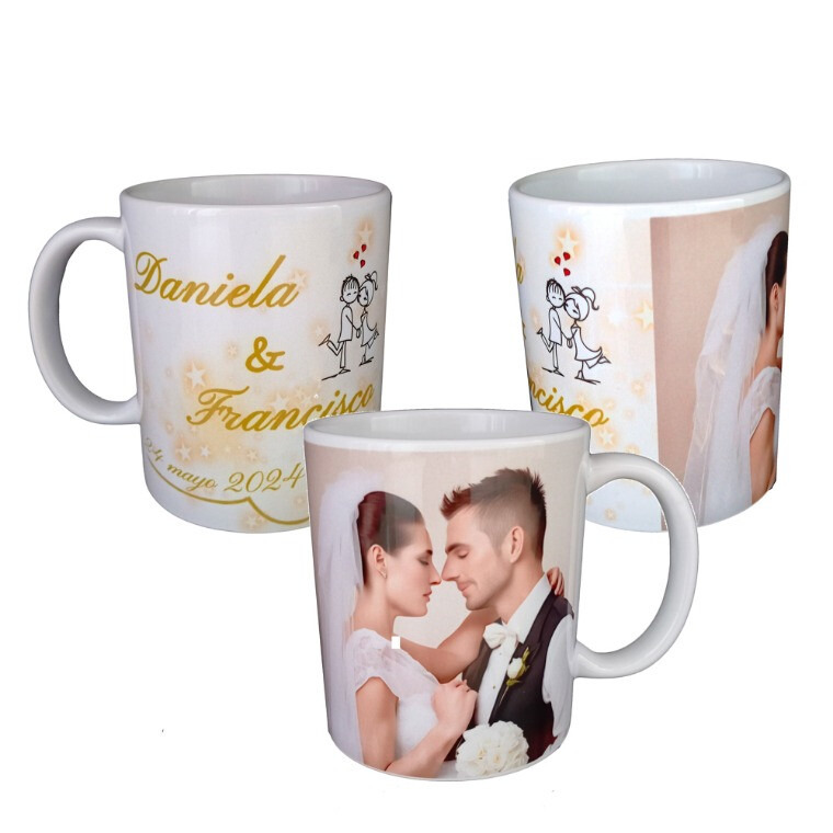 Taza de boda con foto, texto y dibujo, edítala a tu gusto (2)