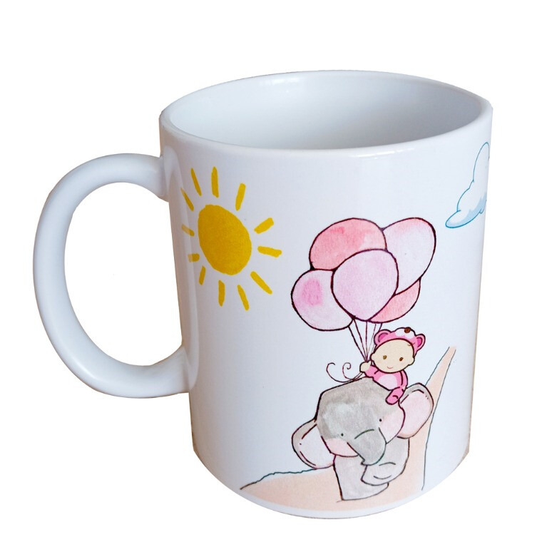 Taza para bautizo elefante de niña, de día (4)