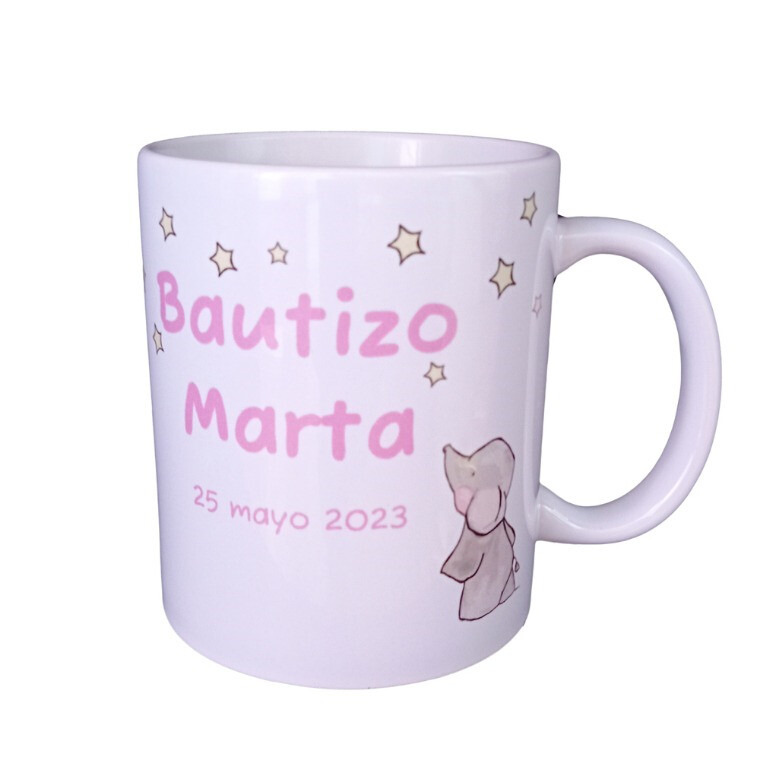 Taza para bautizo elefante de niña con foto (4)