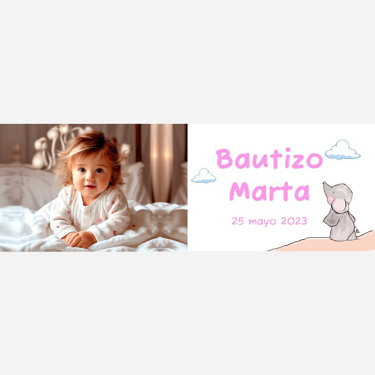 Taza para bautizo elefante de niña con foto (1)