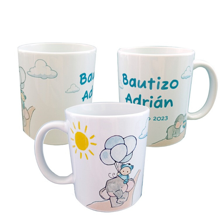 Taza de bautizo elefante de niño, de día (5)