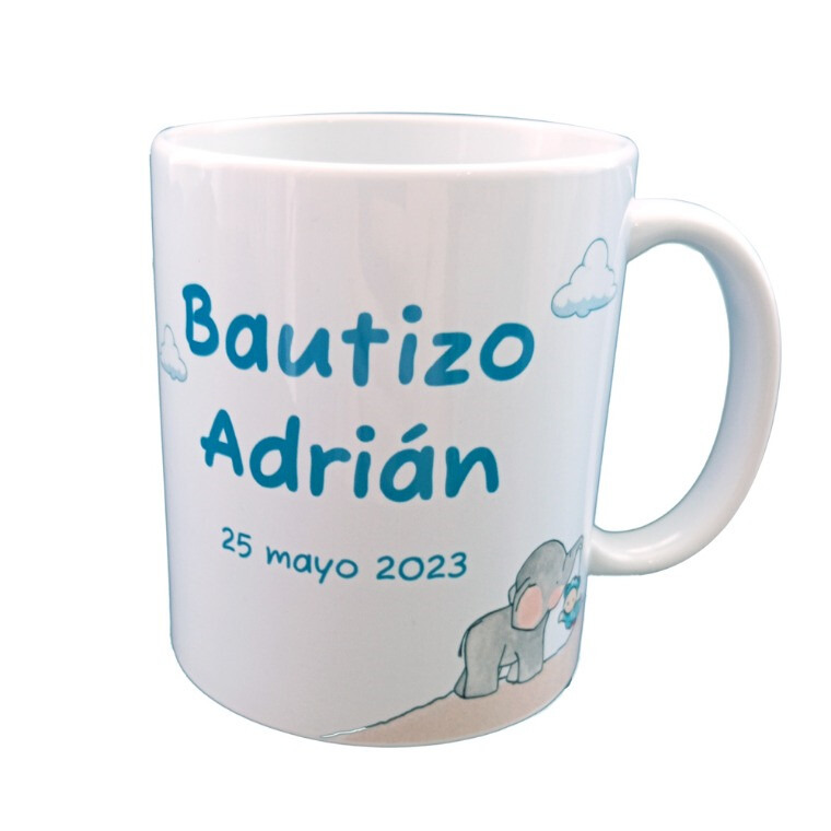 Taza de bautizo elefante de niño, de día (3)