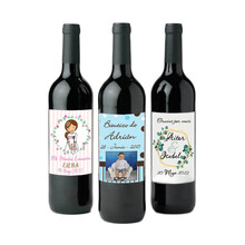 Pegatina personalizada para vino de vinilo resistente, 37,5 cl.