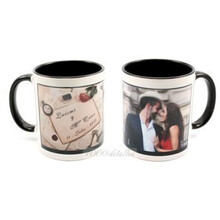 Taza con foto de boda con asa e interior negro, diseños a elegir