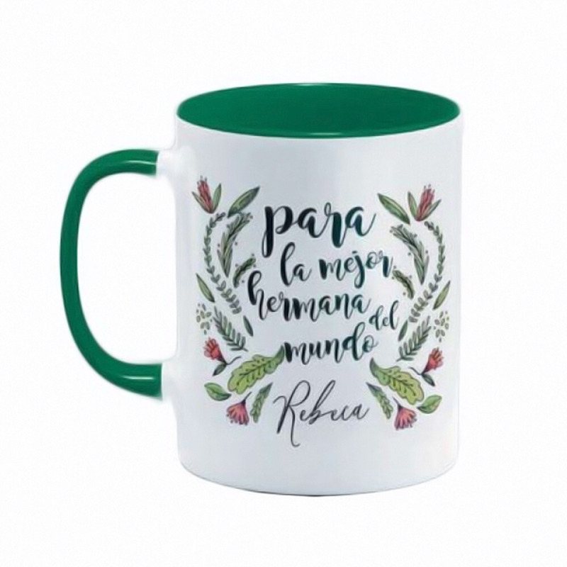 Taza de cerámica verde grabada, diferentes diseños (2)