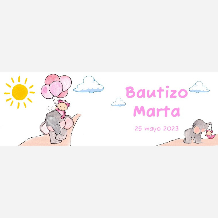 Taza para bautizo elefante de niña, de día (1)