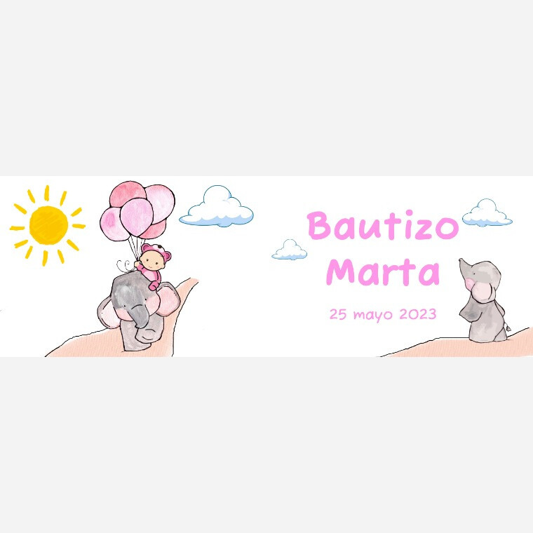 Taza para bautizo elefante de niña, de día (1)