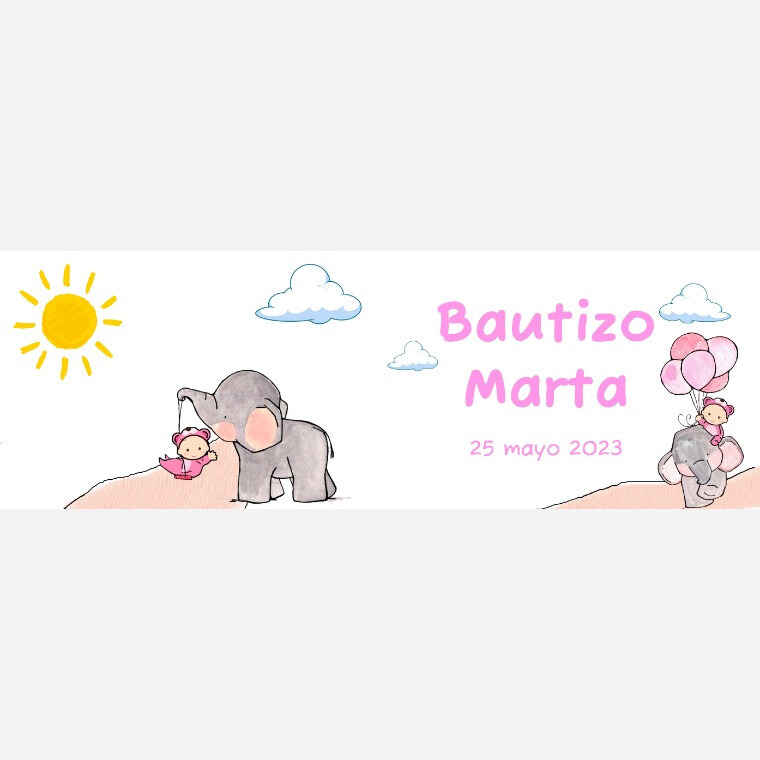 Taza para bautizo elefante de niña, de día (1)