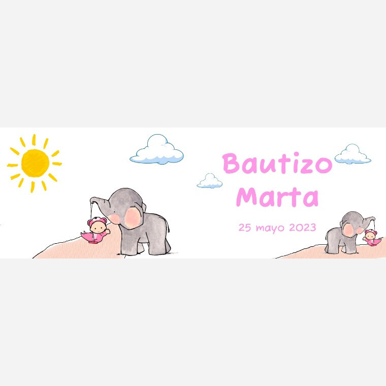 Taza para bautizo elefante de niña, de día (1)