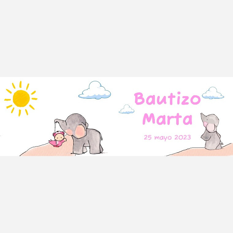 Taza para bautizo elefante de niña, de día (1)