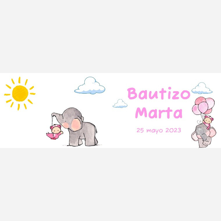 Taza para bautizo elefante de niña, de día (1)