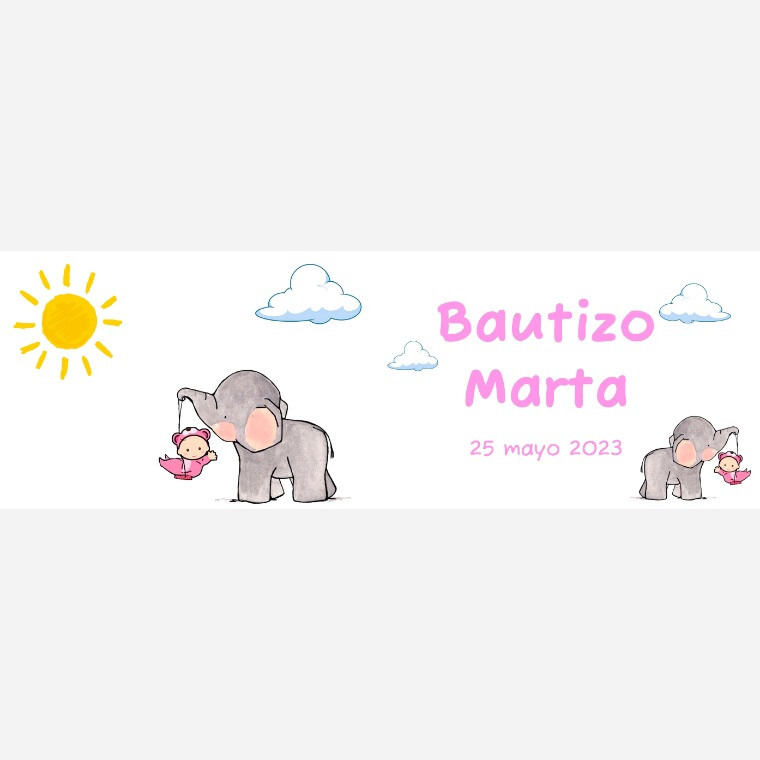 Taza para bautizo elefante de niña, de día (1)