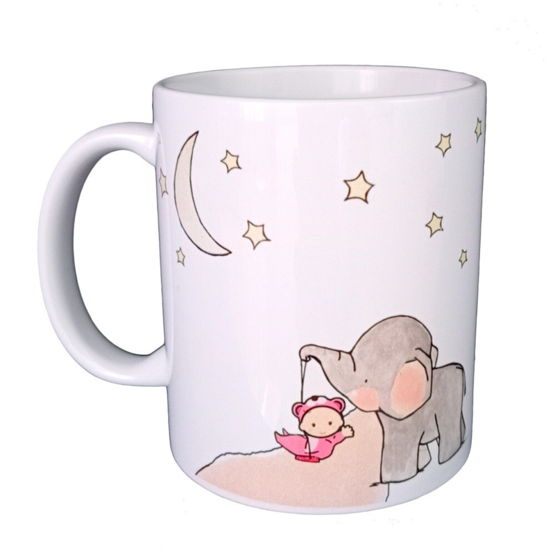 Taza para bautizo elefante noche de niña (3)