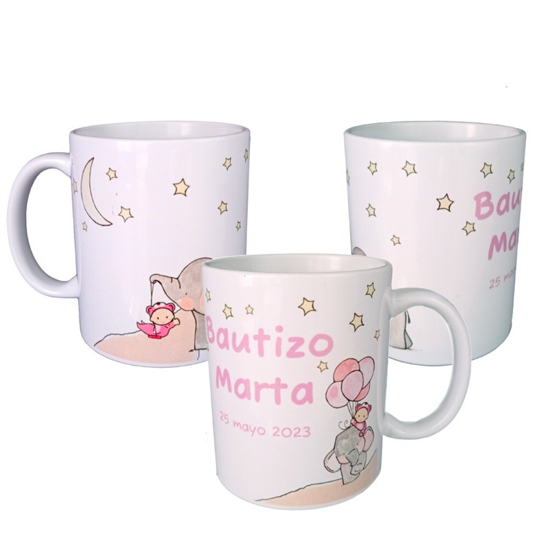 Taza para bautizo elefante noche de niña (5)